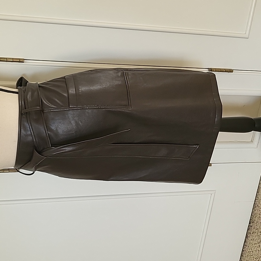 Brown vegan leather skirt